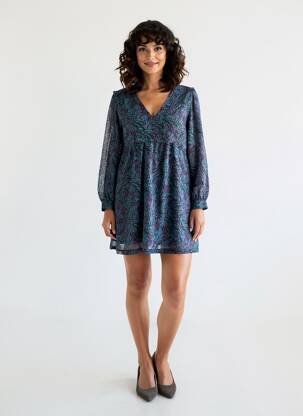 Robe courte coupe évasée manches longues vert LOLA ESPELETA femme