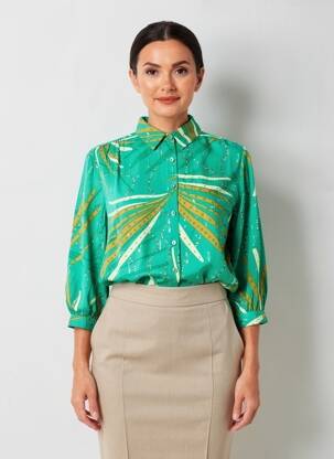 Chemisier imprimé fantaisie manches longues vert LOLA ESPELETA femme
