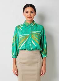 Chemisier imprimé fantaisie manches longues vert LOLA ESPELETA femme