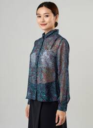 Chemisier tissage crêpe manches longues vert LOLA ESPELETA femme