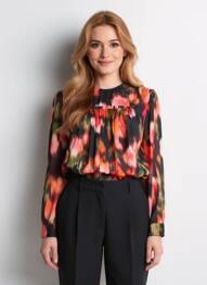 Blouse imprimé fantaisie manches longues noir LOLA ESPELETA femme