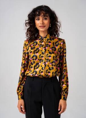 Chemisier imprimé fantaisie manches longues jaune LOLA ESPELETA femme