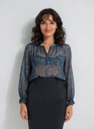 Blouse imprimé fantaisie manches longues vert LOLA ESPELETA femme