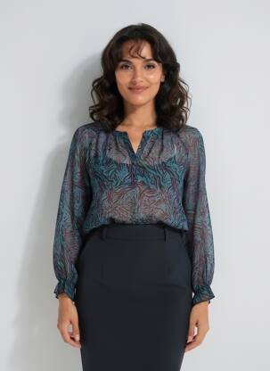 Blouse imprimé fantaisie manches longues vert LOLA ESPELETA femme