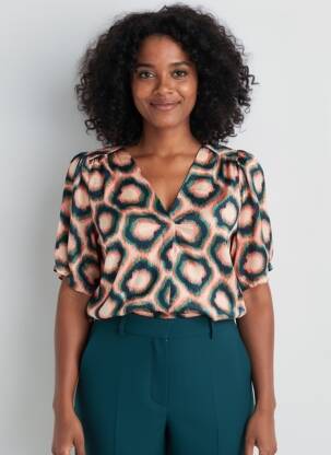 Blouse tissage popeline manches courtes bleu LOLA ESPELETA femme