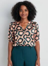 Blouse tissage popeline manches courtes bleu LOLA ESPELETA femme