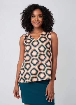Top imprimé fantaisie sans manche bleu LOLA ESPELETA femme