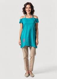 Top stretch manches courtes bleu BAMBOO'S femme