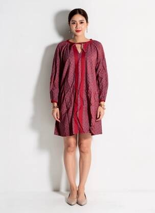 Robe courte manches longues manches longues rouge BAMBOO'S femme