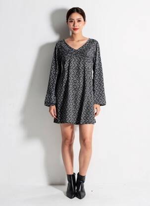 Robe courte manches longues manches longues noir BAMBOO'S femme
