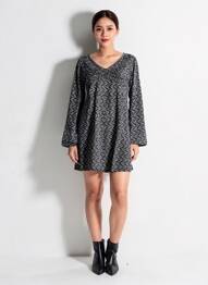 Robe courte manches longues manches longues noir BAMBOO'S femme