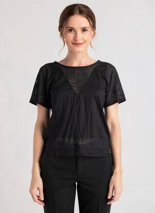 Top manches courtes manches courtes noir BAMBOO'S femme