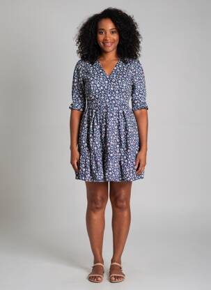 Robe courte coupe évasée manches courtes bleu SINOE BY BAMBOO'S femme