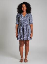 Robe courte coupe évasée manches courtes bleu SINOE BY BAMBOO'S femme