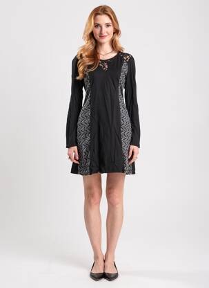 Robe courte manches longues manches longues noir BAMBOO'S femme