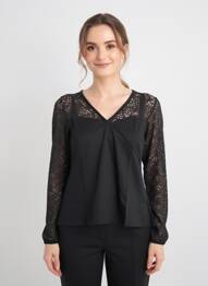Top coupe cintrée manches longues noir BAMBOO'S femme
