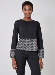 Top col rond manches longues noir BAMBOO'S femme