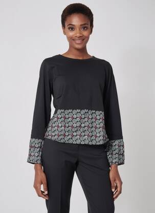 Top col rond manches longues noir BAMBOO'S femme