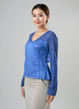 T-shirt manches longues manches longues bleu BAMBOO'S femme