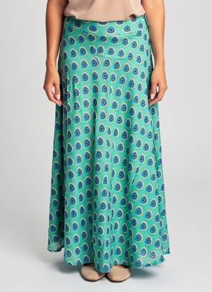 Jupe longue imprimé fantaisie bleu BAMBOO'S femme
