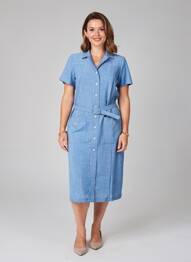 Robe mi-longue manches courtes manches courtes bleu GEVANA femme