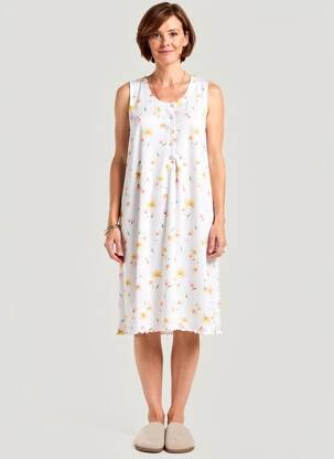 Chemise de nuit imprimé fleurs blanc EGATEX femme