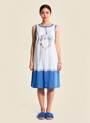 Chemise de nuit sérigraphie bleu LINCLALOR femme