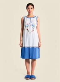 Chemise de nuit sérigraphie bleu LINCLALOR femme