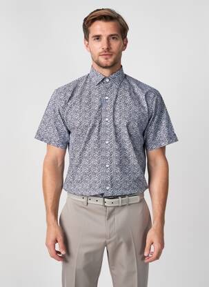 Chemise manches courtes coupe droite bleu LUI homme