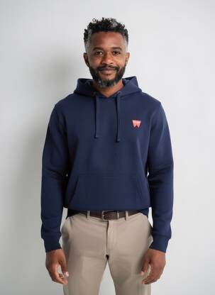 Sweat-shirt à capuche tissage jersey manches longues bleu WRANGER homme