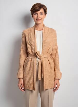 Gilet manches longues col v marron YEST femme