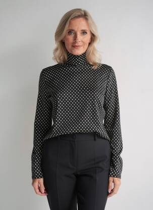 Pull col roulé coupe cintrée manches longues noir YEST femme