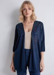 Gilet manches longues manches 3/4 bleu ESTHEME femme