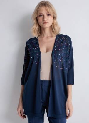 Gilet manches longues manches 3/4 bleu ESTHEME femme