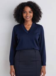 Pull col v manches longues bleu MARIA BELLENTANI femme