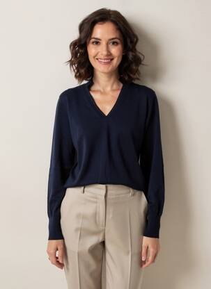 Pull coupe cintrée manches longues bleu MARIA BELLENTANI femme