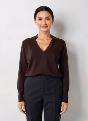 Pull coupe cintrée manches longues marron MARIA BELLENTANI femme