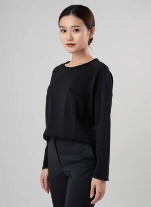 Pull coupe droite manches longues noir MARIA BELLENTANI femme
