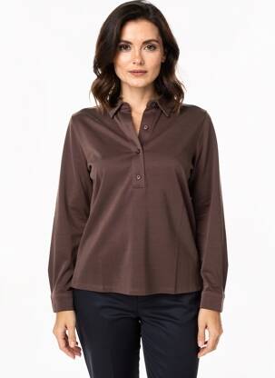 Polo coupe droite manches longues marron YERSE femme