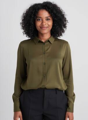 Chemisier coupe droite manches longues vert MARIA BELLENTANI femme