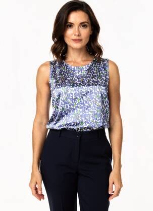 Top imprimé fantaisie sans manche bleu DIANA GALLESI femme