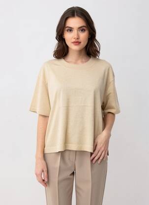 T-shirt coupe droite manches courtes beige ESTHEME femme