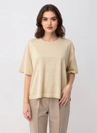 T-shirt coupe droite manches courtes beige ESTHEME femme