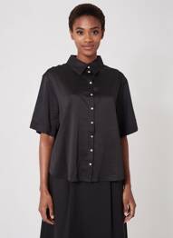 Chemisier coupe droite manches courtes noir YERSE femme