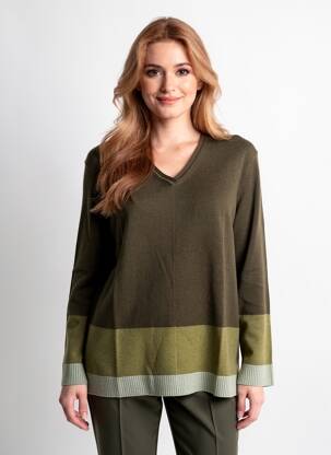 Pull coupe droite manches longues vert MARIA BELLENTANI femme