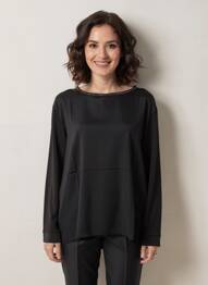 T-shirt manches longues manches longues noir MARIA BELLENTANI femme