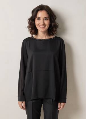 T-shirt manches longues manches longues noir MARIA BELLENTANI femme