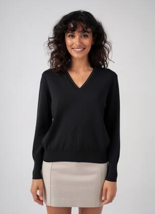 Pull coupe cintrée manches longues noir MARIA BELLENTANI femme
