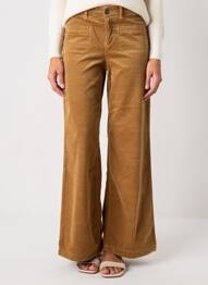 Pantalon large fermeture zippée sous rabat boutonné taille normale marron GARDEUR femme