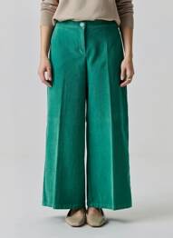 Pantalon large fermeture zippée sous rabat boutonné taille normale vert DIANA GALLESI femme